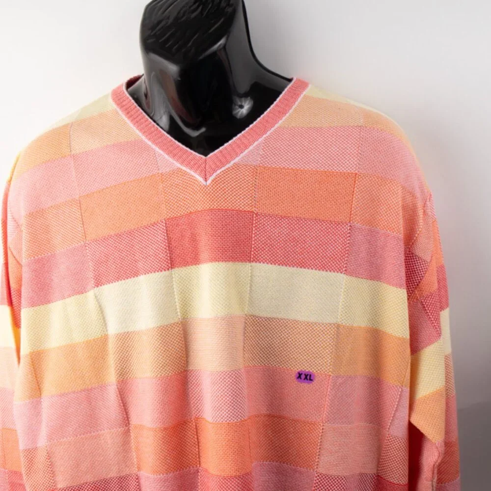 Vintage Marcello Men's 2XL Sweater Pink Peach Cotton Blend NWT $295